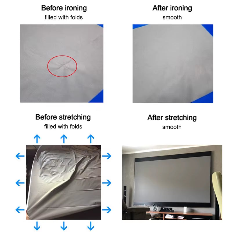 Simple Portable Projector Screen anti Light Reflective Fabric Cloth for Home Outdoor Office HD 3D 4K Curtain Increase Brightness